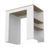 36" Oak and White Wood Kitchen Island With Storage