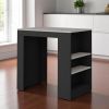 36" Gray and Black Faux Marble and Wood Kitchen Island With Storage