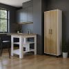 41" Natural and White Wood Kitchen Island Set With Storage