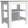 41" Natural and White Wood Kitchen Island Set With Storage