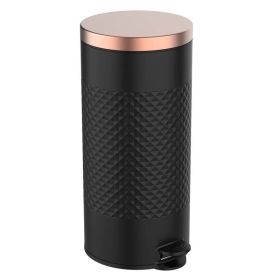 Hands Free Black/Gold Metal Step On Trash Can - 8 Gallons