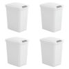 Set of 4 - White 8 Gallon Latch Top Kitchen Wastebasket Trash Can
