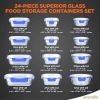 24-Piece Glass Food Storage Container Bakeware Set with Snap Locking Lids