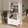 White Modern Farmhouse Baker's Rack Kitchen Shelving Unit Storage Cabinet