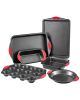 Baking Pans Set, 6-Piece, Nonstick Carbon Steel Cookware Sheets & Trays, Stackable Kitchen Oven Bakeware Cooking Sets with Silicone Handles