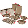 Baking Pans Set, 10-Piece, Nonstick Carbon Steel Cookware Sheets & Trays, Stackable Kitchen Oven Bakeware Cooking Sets with Silicone Handles