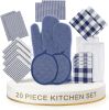 Flour Sack Towels & Kitchen Towel Set 20 Pc - Premium Cotton Tea Towels for Bread Baking, Super Absorbent Dish Cloths for Washing Dishes