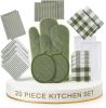 Kitchen Towel and Pot Holder Sets 20 Pc - Eco Friendly Reusable Cotton Dish Towels, Soft Flour Sack Tea Towels, Absorbent Kitchen Hand Towels