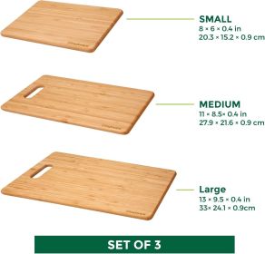 Bamboo Cutting Board Set of 3, Wooden Cutting Boards for Kitchen, Knife Friendly Food Grade Chopping Board