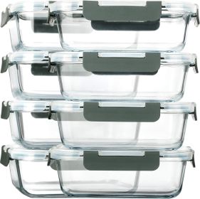 [8-Pack,30 oz]Glass Meal Prep Containers,Glass Food Storage Containers,Airtight lunch Containers with Lids, Microwave, Oven, Freezer and Dishwasher