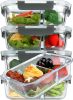 [5-Pack,36 Oz] Glass Meal Prep Containers 2 Compartments Portion Control with Upgraded Snap Locking Lids Glass Food Storage Containers, Microwave