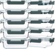10-Pack,22 Oz Glass Meal Prep Containers,Glass Food Storage Containers with lids,Lunch Containers,Microwave, Oven, Freezer and Dishwasher (Gray)