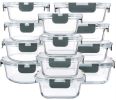 24-Piece Glass Food Storage Containers with Upgraded Snap Locking Lids,Glass Meal Prep Containers Set - Airtight Lunch Containers, Microwave, Oven