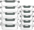 [10-Pack] Glass Meal Prep Containers with Lids, Food Storage Containers with Snap Locking Lids, Airtight Lunch Containers, Microwave, Oven