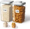 Airtight Food Storage Container with Pop Lid 130ml Scoop, 4L/4.2qt *2 BPA-Free Cereal, Rice, Flour, Pasta Snack Container, Stackable Durable