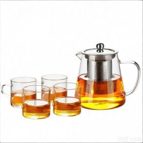 Glass Teapot Stovetop with Infuser Set High Temperature Resistant Borosilicate Clear Tea Kettle with Glass Cup as Home Tea Tools Gifts for Home Kitche