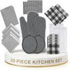 Kitchen Towels Set 20 Pack - Ultra Soft Cotton Kitchen Hand Towels, Highly Absorbent Dish Cloths, Durable Scrubbers, Flour Sack Tea Towels
