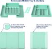 Expandable Kitchen Drawer Flatware Organizer, Turquoise