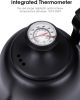 Tea Kettle with Thermometer Stovetop Gooseneck Kettle 28oz 0.8L Pour Over Coffee Pot, Matte Black Camping Home Kitchen Water Boiler, 1Pack