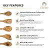 Olive Wood Kitchen Utensil Set - 5 Pcs Hand-Carved Wooden Cooking Spoon and Spatula Set for Nonstick Cookware