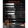 Kitchen Knife Set with Block and Sharpener, 15 Piece German High Carbon Stainless Steel Knife Set, Kitchen Cutlery with ABS Ergonomic Handle