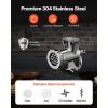 Manual Meat Grinder, 304 Stainless Steel Hand Crank Meat Mincer with Steel Table Clamp, Sausage Stuffer with 2 Cutting Plates & Sausage Tube
