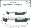 [10-Pack] Glass Meal Prep Containers with Lids, Food Storage Containers with Snap Locking Lids, Airtight Lunch Containers, Microwave, Oven