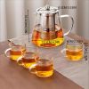 Glass Teapot Stovetop with Infuser Set High Temperature Resistant Borosilicate Clear Tea Kettle with Glass Cup as Home Tea Tools Gifts for Home Kitche