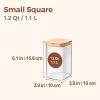 1.2 QT Glass Storage Containers with Lids, Glass Jars with Lids, Clear Food Jar, Square Canister Set of 6