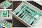 Expandable Kitchen Drawer Flatware Organizer, Turquoise