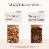 1.2 QT Glass Storage Containers with Lids, Glass Jars with Lids, Clear Food Jar, Square Canister Set of 6