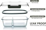 10-Pack,30 Oz Glass Meal Prep Containers 2 Compartments Airtight Lunch Bento Boxes with Lids, Glass Food Storage Containers, Microwave, Oven