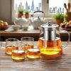Glass Teapot Stovetop with Infuser Set High Temperature Resistant Borosilicate Clear Tea Kettle with Glass Cup as Home Tea Tools Gifts for Home Kitche
