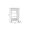 22" Brown And White Wood Rolling Kitchen Cart With Storage