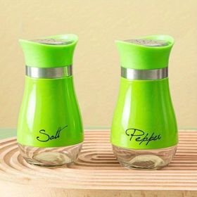 Salt And Pepper Shakers Set - Salt Containers For Gifts, Kitchen Decor, Home, RV, Camp, BBQ, 4 Oz Farmhouse Spice Dispenser With Glass Bottom, Set Of (Option: Green)