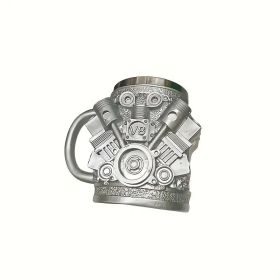 V6/V8 Engine Design Mug - Heavy-Duty Metal Construction, Double-Wall Insulated Cup With Non-Slip Grip - Vintage Automotive Beer Cup, Coffee Mug Gift F (Option: V8)