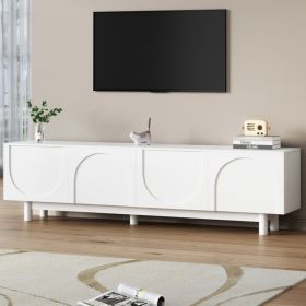 ON-TREND Graceful TV Stand With Arch Cabinets For TVs Up To 78'', Minimalist Entertainment Center With Solid Wood Legs, Practical Media Console With A (Option: White)